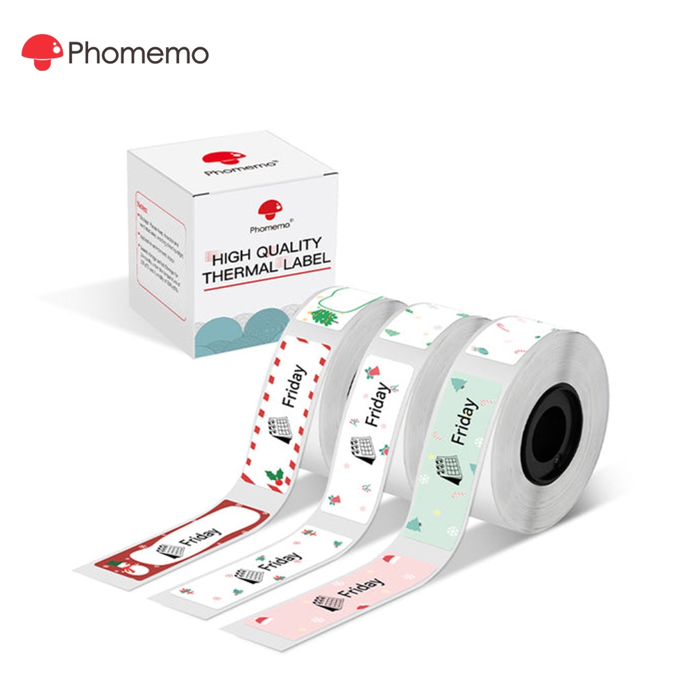 Phomemo ฉลากคริสต์มาสขนาด 14x50 mm  (3 ม้วน)  สําหรับเครื่องพิมพ์ D30/Q30/Q31 and Thermal label stic