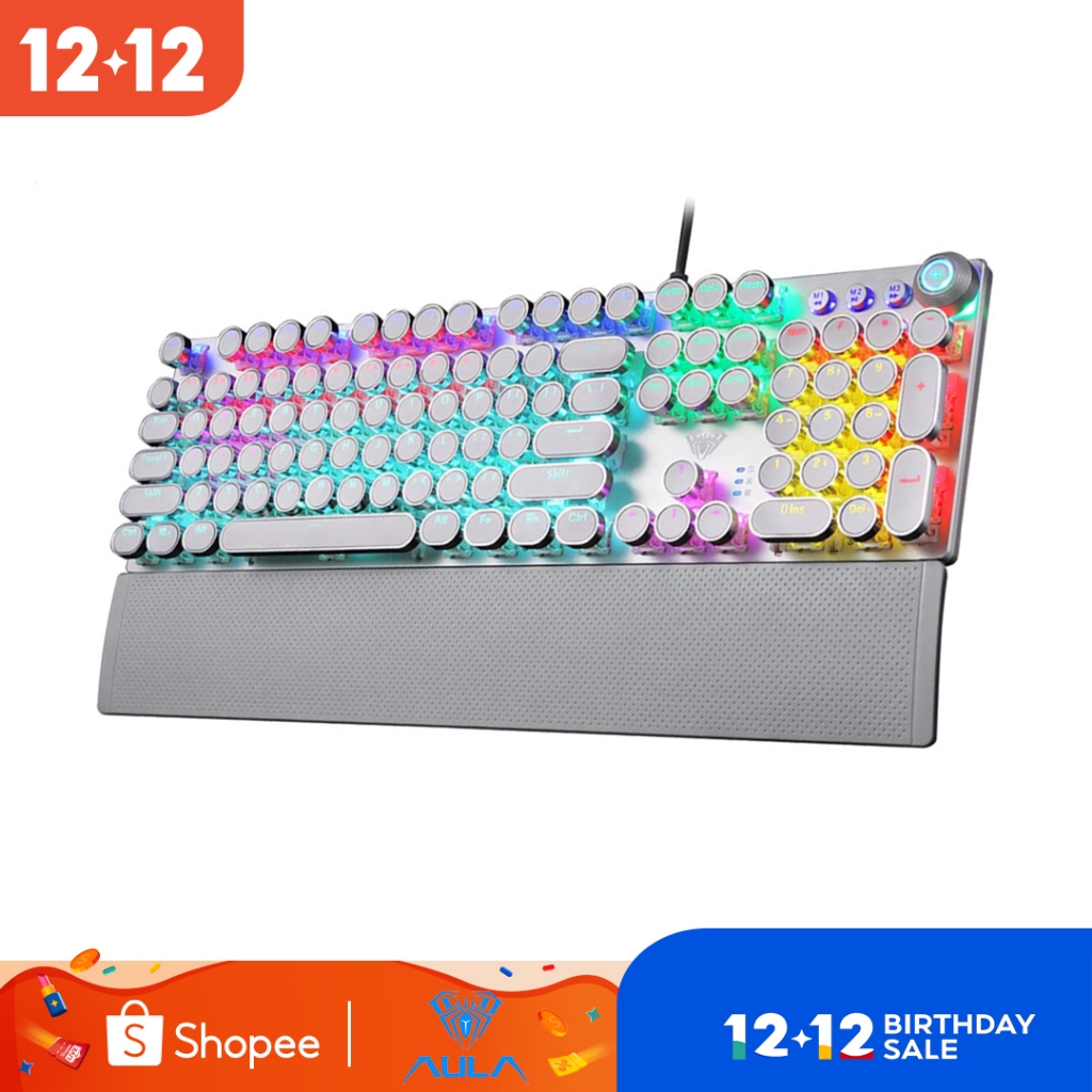 Aula F2088W PUNK คีย์บอร์ดเกมมิ่ง มัลติมีเดีย พร้อมไฟแบ็คไลท์ สําหรับ PC และแล็ปท็อป