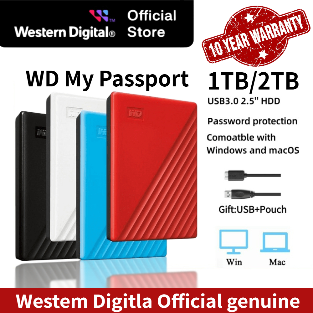 Western Digital WD External Hard Drive 2TB /1TB WD HDD รุ่น My Passport USB 3.0 Portable Hard Drive External hdd hard Disk