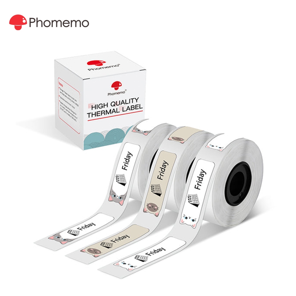 Phomemo สติกเกอร์ฉลากรูปแบบ 12x40mm (3 ม้วน) สําหรับเครื่องพิมพ์ D30/Q30/Q31and 12mm Thermal label s