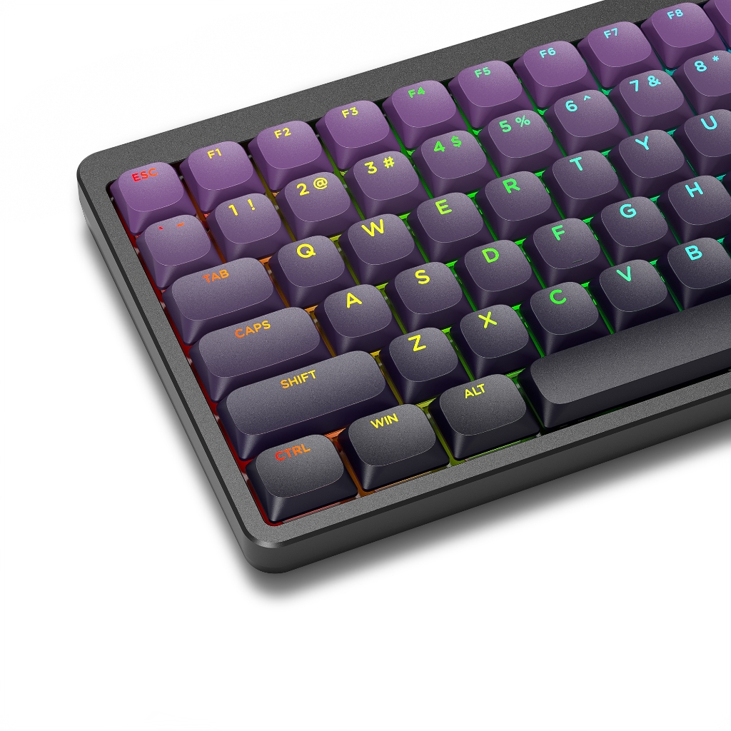Ink Purple Low Profile Shine Through Keycaps 132 Keys Round Print Custom Key Caps Set