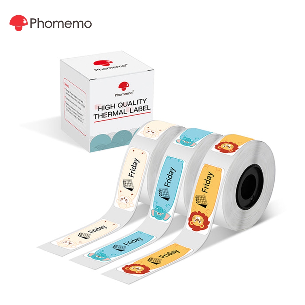 Phomemo 14x40mm 3rolls color label sticker สติกเกอร์ฉลากรูปแบบสําหรับเครื่องพิมพ์ D30/Q30/Q31 and 14