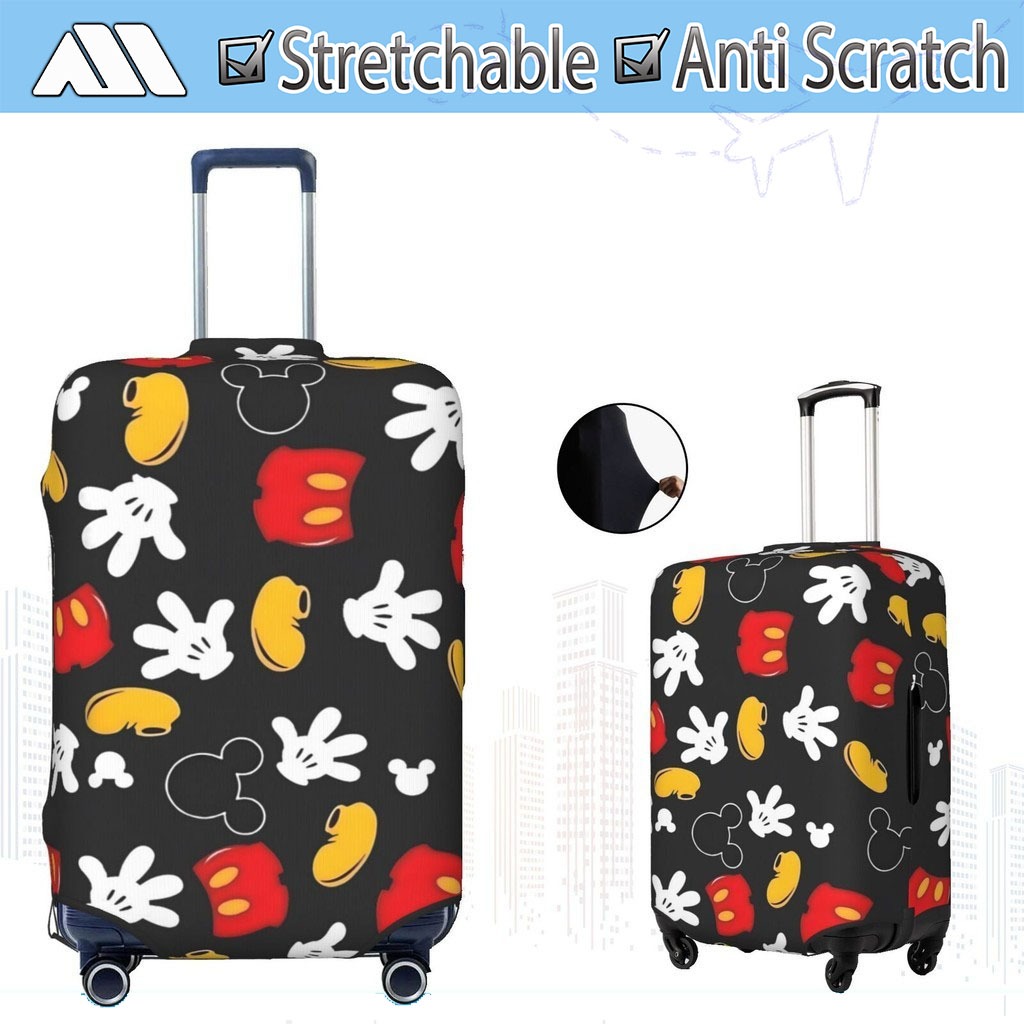 ผ้าคลุมกระเป๋าเดินทาง Disney ผ้าสแปนเด็กซ์ แบบยืดหยุ่น ยืดหยุ่น Mickey Mouse Travel Luggage Cover 18-32 นิ้ว MQN028