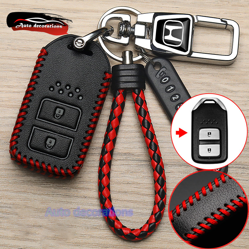 2 ปุ่ม  Honda Jazz HR-V CR-V BR-V เคสกุญแจรถ พวงกุญแจหนัง Honda HR-V CR-V BR-V Jazz ฝาครอบกุญแจ