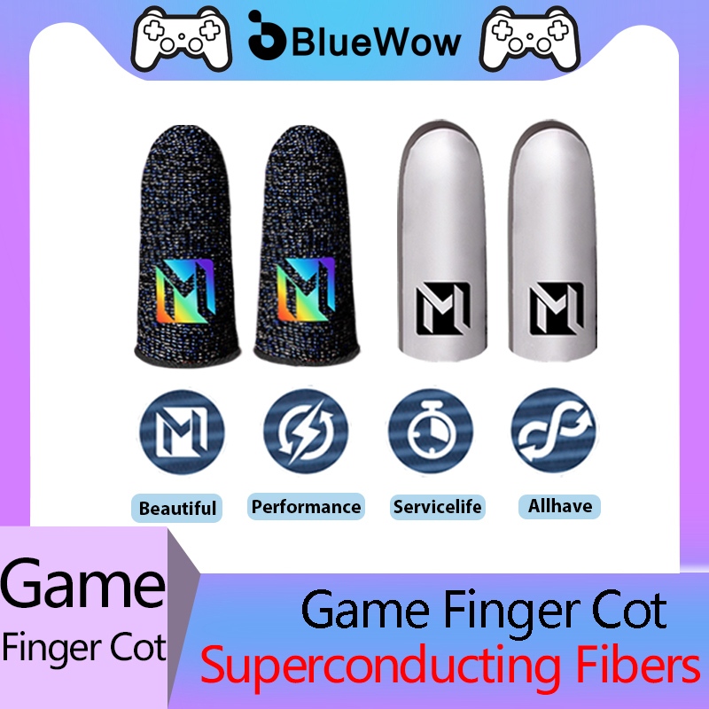 Bluewow [MLBB] ถุงมือกันเหงื่อสําหรับเล่นเกมปลอกนิ้วมือถือตัวควบคุมเกมหน้าจอสัมผัสสําหรับเกมมือถือ PUBG