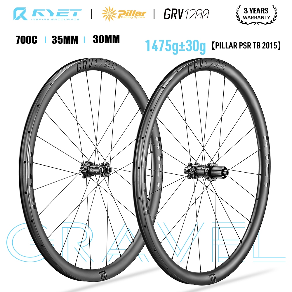 Ryet ชุดล้อ 700C GRAVEL คาร์บอนชุดล้อเบรค Cyclocross Tubeless คาร์บอนล้อ Center-Lock/6 Bolt Hub Rim 