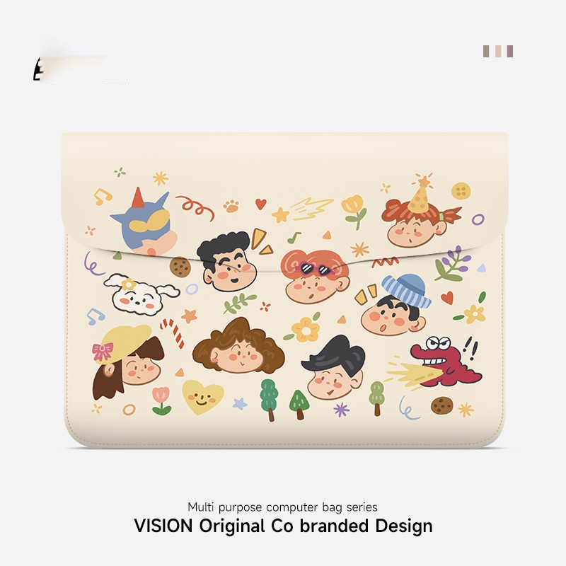 ภาพประกอบน่ารักกระเป๋าแล็ปท็อป 14 นิ้วผู้หญิง IPAD ถุงน้ำดีภายใน เหมาะสำหรับ Lenovo ideapad Apple Macbook แล็ปท็อป Huawei 15 นิ้วกรณีป้องกัน HP Xiaomi แท็บเล็ตเก็บกระเป๋า
