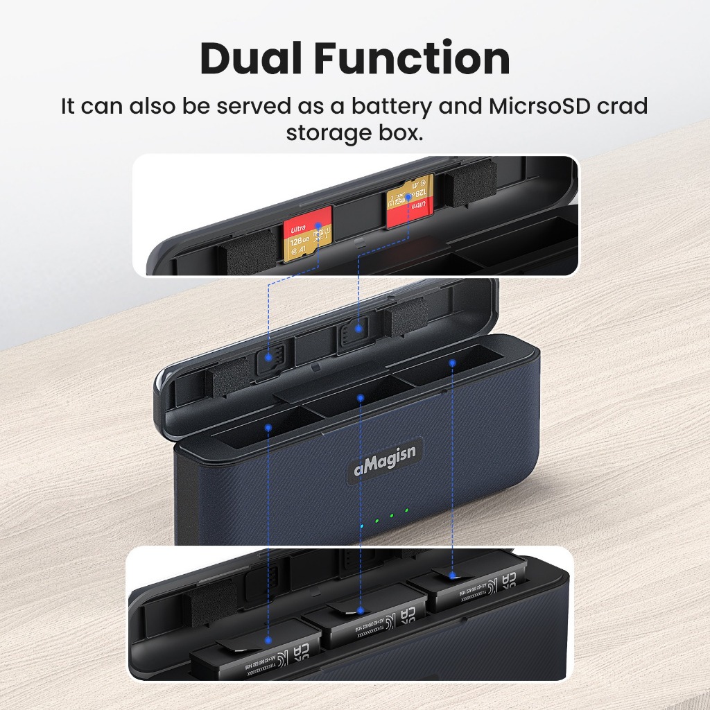 【ร้านไทย】Amagisn for DJI Osmo 360/Action 6/5 Pro/4/3 Portable Fast Charge Box with 1770mah battery สามารถชาร์จแบตเตอรี่ได้พร้อมกัน 3 ก้อน ราคา ถูกที่สุด ดีลบีเคเค แกลเลอรีภาพที่ 6