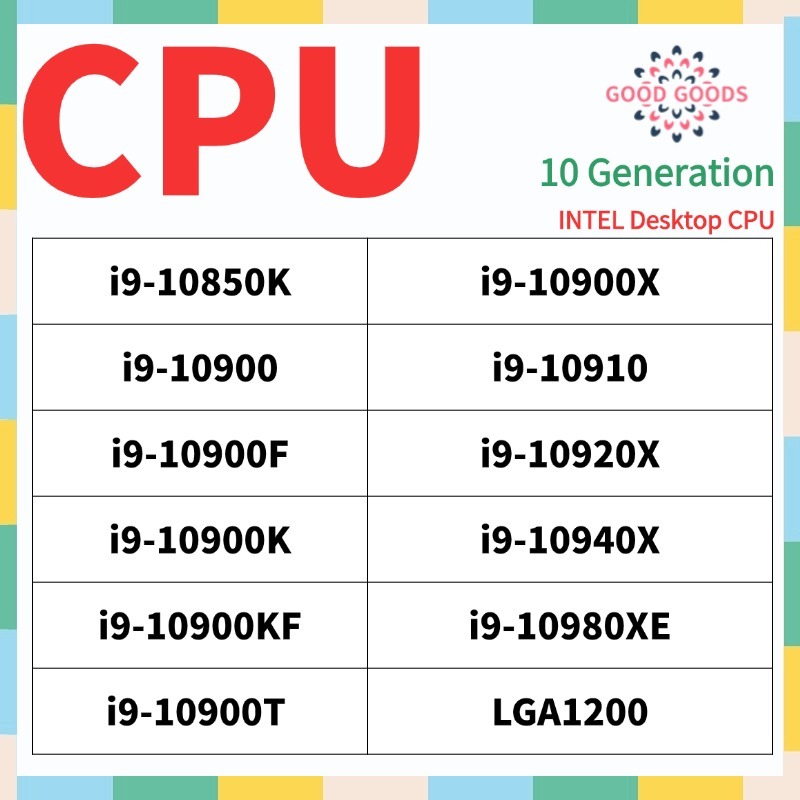 I9-10850k i9-10900 i9-10900F i9-10900K i9-10900KF i9-10900T i9-10900T i9-10900X i9-10910 i9-10920X i