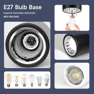 4/5/6.5 นิ้ว อลูมิเนียม ไฟดาวน์ไลท์ติดพื้นผิว LED หลอดไฟ E27 แบบถอดเปลี่ยนได้ เหมาะสำหรับภาพถ่ายธุรกิจที่บ้าน