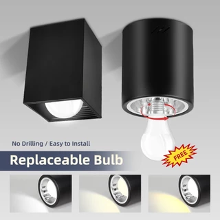 4/5/6.5 นิ้ว อลูมิเนียม ไฟดาวน์ไลท์ติดพื้นผิว LED หลอดไฟ E27 แบบถอดเปลี่ยนได้ เหมาะสำหรับภาพถ่ายธุรกิจที่บ้าน