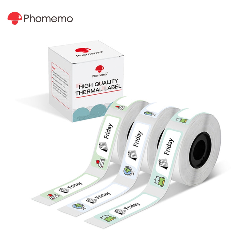 Phomemo สติกเกอร์ฉลากรูปแบบ 12x40mm (3 ม้วน) สําหรับเครื่องพิมพ์ D30/Q30/Q31 and 12mm Thermal label 