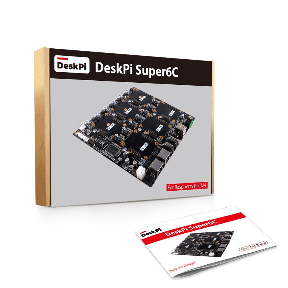 52Pi DeskPi Super6C Raspberry Pi CM4 Cluster Mini-ITX Board 6 RPI CM4 รองรับ,แหล่งจ่ายไฟรวม