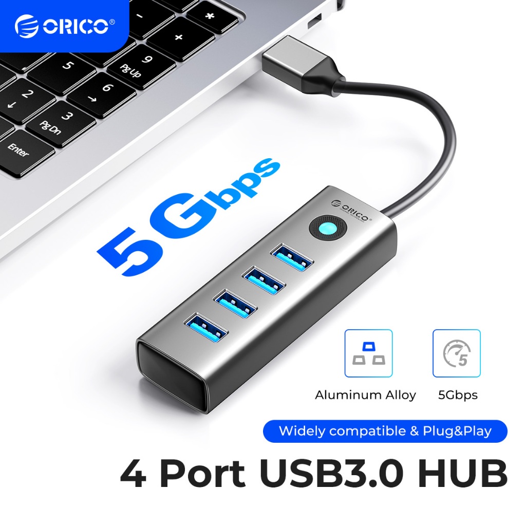 Orico USB 3.0 Hub 4 พอร์ต Plug And Play Mini Socket USB Splitter 5Gbps ความเร็วสูง USB Hub (PDD4U)