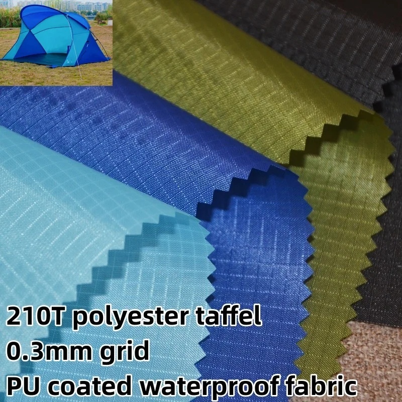 210T Three-Grid โพลีเอสเตอร์ Taffeta PU เคลือบผ้ากันน้ําเต็นท์ Kite กระเป๋าผ้า 100 x 150 ซม.