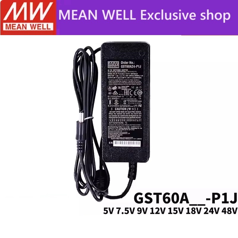 MEAN WELL GST60A GST60A05-P1J GST60A12-P1J GST60A15-P1J GST60A24-P1J 60W AC-DC สีเขียวที่เชื่อถือได้