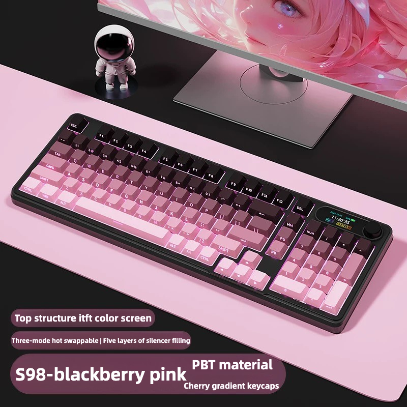 Rk S98/S75 คีย์บอร์ดเล่นเกมไร้สาย บลูทูธ 2.4G RGB มีสาย ไฟ LED สามโหมด