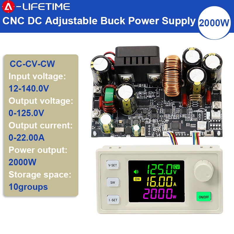 Xy12522 CNC DC แหล่งจ่ายไฟ Buck ปรับได้ 125V/2000 แรงดันไฟฟ้าอินพุต DC12-140V แรงดันไฟฟ้าคงที่โมดูล Step-down