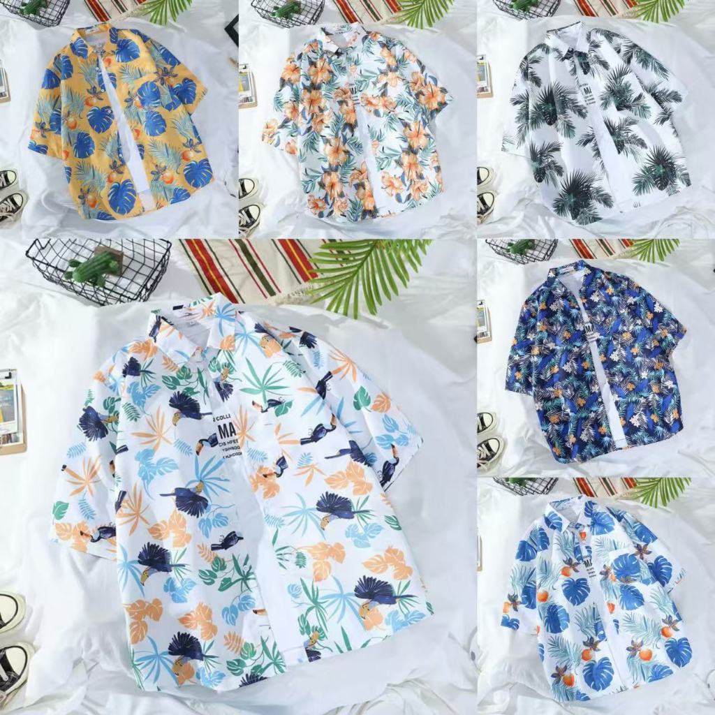 เสื้อฮาวาย เสื้อเชิ้ตสงกรานต์ลายดอก hawaiiสไตล์เกาหลี M-3XL 100 แบบ รุ่น T23