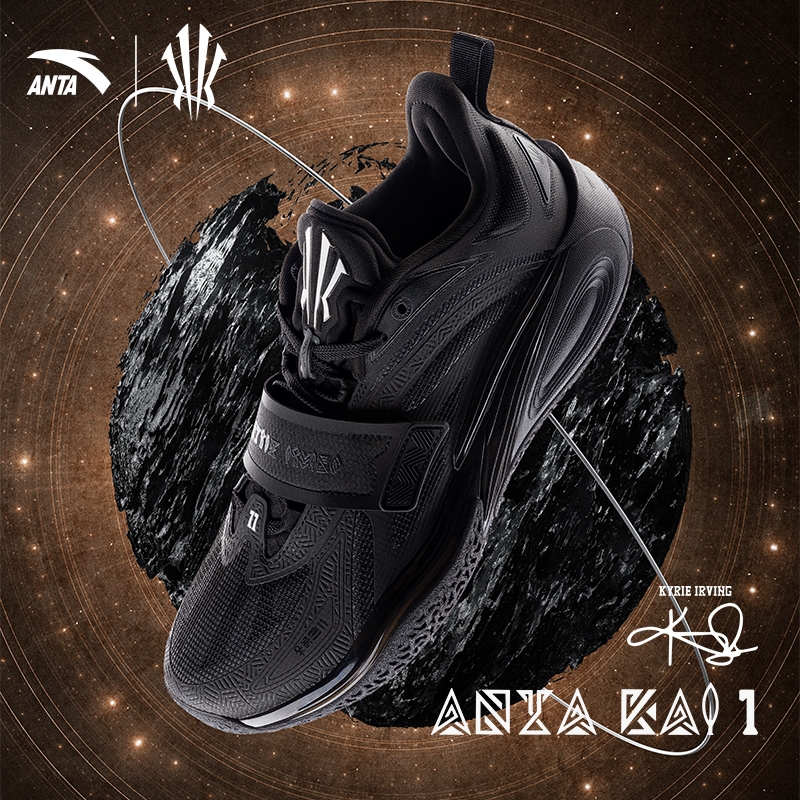 ANTA KAI 1 Triple Black Kyrie Irving รองเท้าบาสเกตบอลมืออาชีพพร้อมระบบรองรับแรงกระแทก 1124C1102S-10