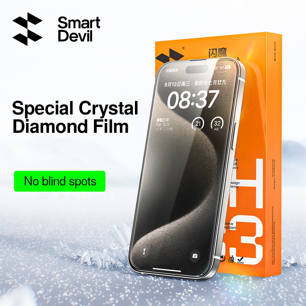 Smartdevil HD Edgeless คริสตัลกระจกนิรภัยสําหรับ iPhone 16/16Pro/16Plus/16ProMax Textureless ลายนิ้วมือทน