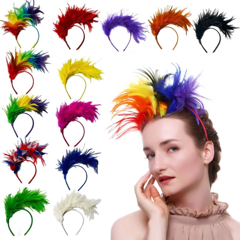 Alia Flapper Headpiece Mardi Gras Flapper ที่คาดผมขนนก Burlesque Headpiece