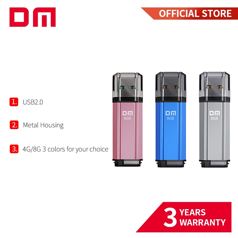 แฟลชไดรฟ์ DM PD206 USB2.0 4GB 8GB สามสี