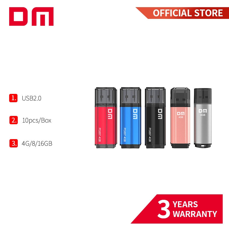 Dm PD208 USB2.0 10 ชิ้น/กล่อง 4G 8G 16G พร้อมใช้งาน