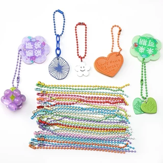 โซ่ลูกปัดสีผสม 10-12 ซม. สำหรับ DIY อุปกรณ์ตกแต่ง ทำพวงกุญแจ จี้กระเป๋าเป้
