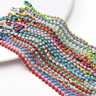 โซ่ลูกปัดสีผสม 10-12 ซม. สำหรับ DIY อุปกรณ์ตกแต่ง ทำพวงกุญแจ จี้กระเป๋าเป้