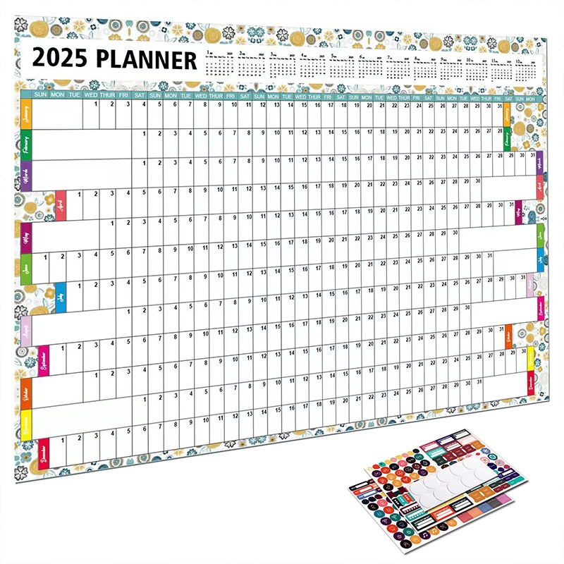 2025 ปีปฏิทิน Planner Kawaii 365 วันปฏิทินแขวนผนังรายปีรายเดือนรายสัปดาห์รายวันวางแผนเป้าหมายติดตาม Do List Agenda Schedule Organizer