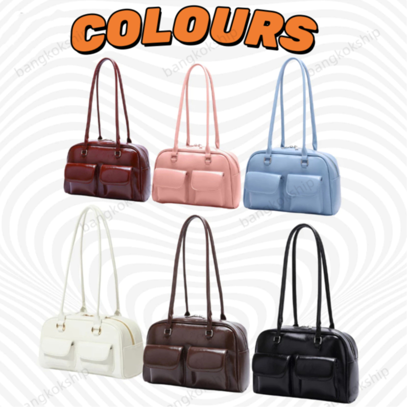 กระเป๋าสะพายสุภาพสตรี หนัง PU กันน้ำและสวมใส่ได้ แฟชั่นที่เรียบง่าย Shoulder bag หนังเงาสวย