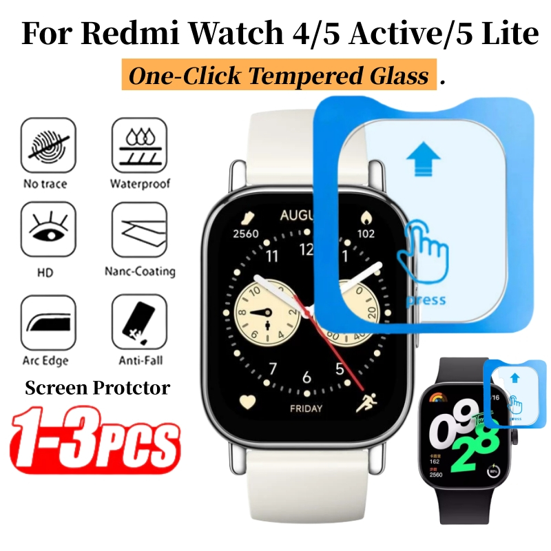 One-click ฟิล์มกระจกนิรภัยสําหรับ Redmi Watch 4/5 Lite ฟิล์มหน้าจอ Easy-Paste Glass Screen Protector พร้อม Positioner สําหรับ Redmi Watch4 ป้องกันหน้าจอ