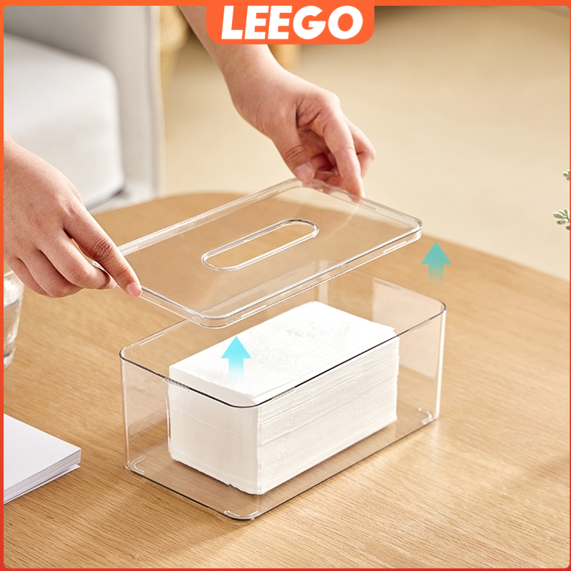 Leego กล่องทิชชู่ตั้งโต๊ะ นอร์ดิก เรียบง่าย โปร่งใสในครัวเรือนห้องนั่งเล่นกล่องกระดาษกระดาษใบหน้าร้านอาหารผ้าเช็ดปากกล่องเก็บ