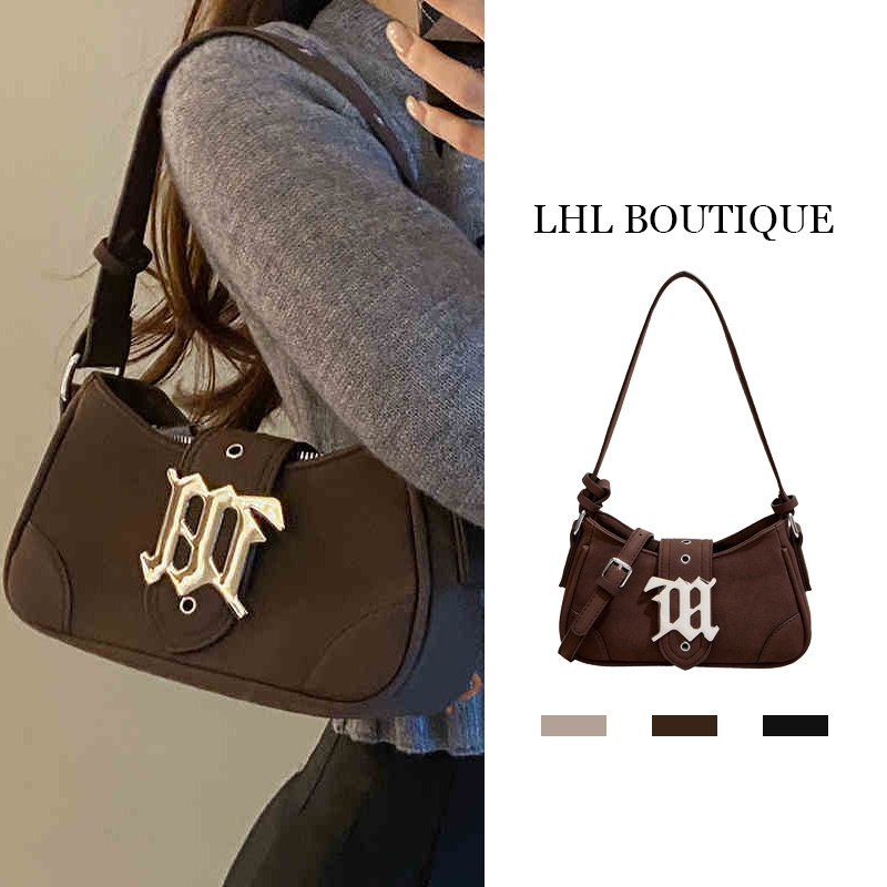 LHL BOUTIQUE กระเป๋าถือหนังกลับแบบด้านกระเป๋าสะพายแบบพกพา