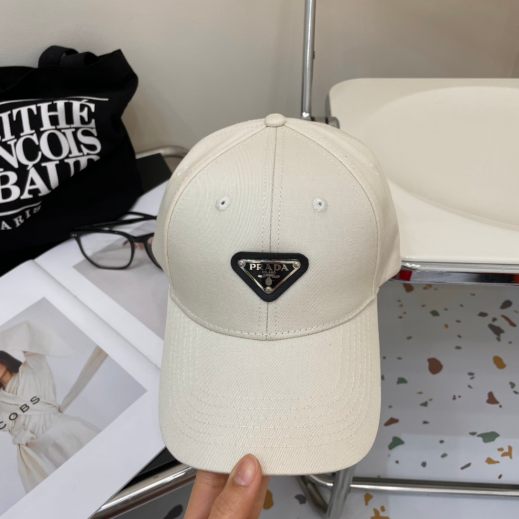 Gz12 Prada Men Women White Classic Baseball Cap