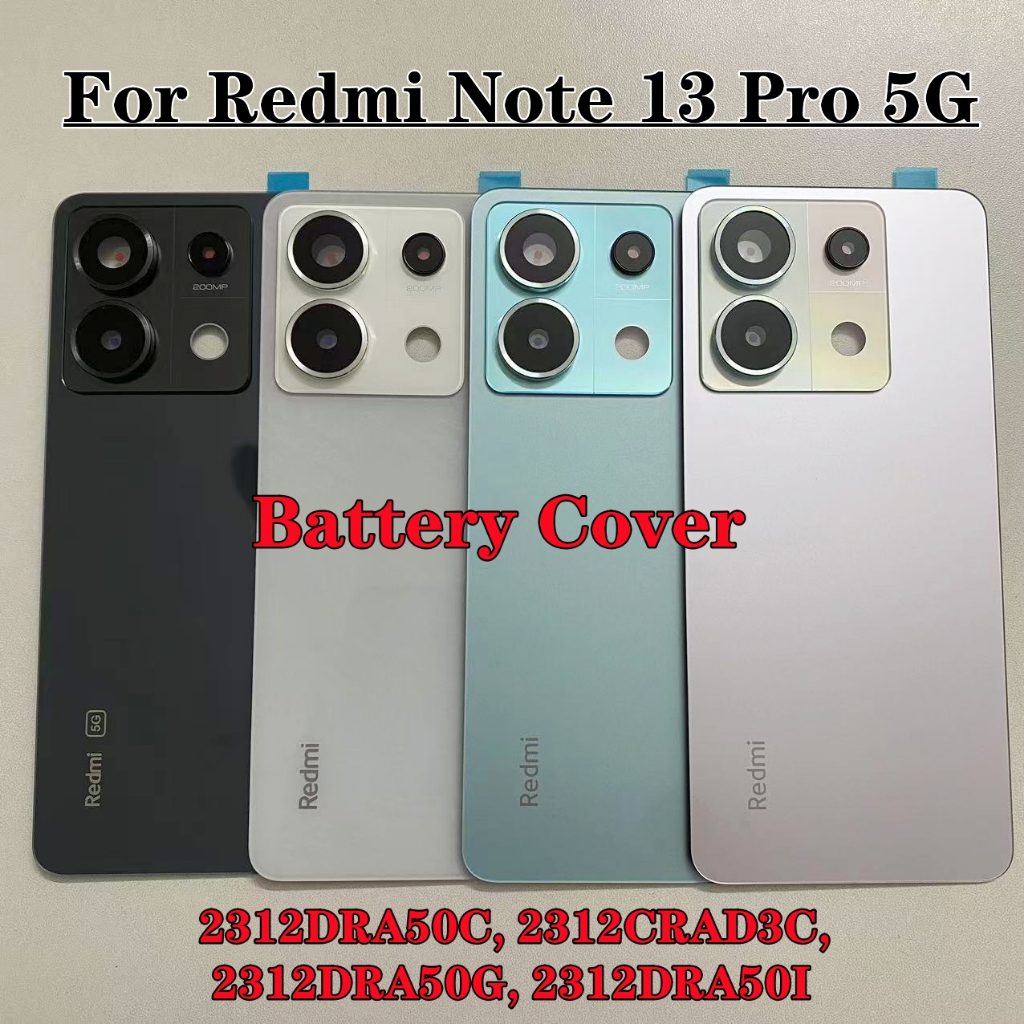 สําหรับ Xiaomi Redmi Note 13 Pro 5G ฝาหลังแบตเตอรี่กระจกพร้อมเลนส์กล้องเปลี่ยนซ่อม