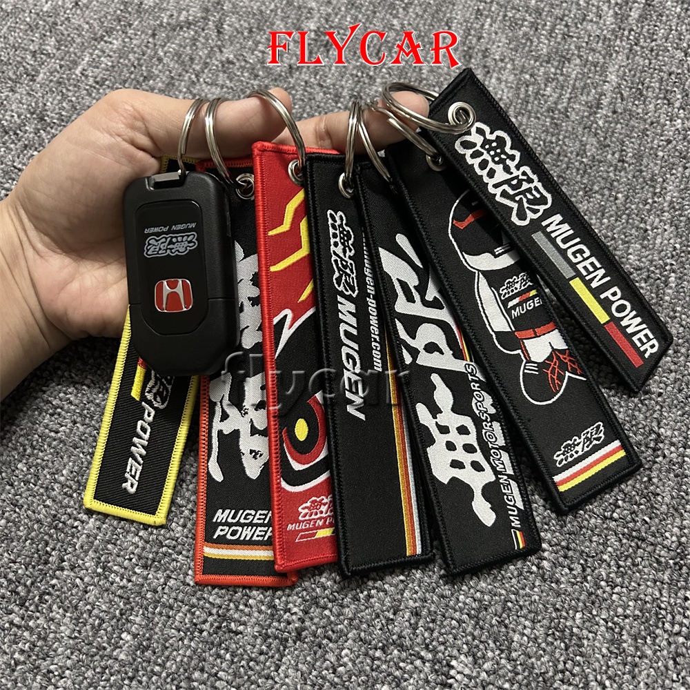 สําหรับ Honda พวงกุญแจรถยนต์ ปักลาย Mugen Power พร้อมจี้แท็ก สําหรับ Civic FC, Fit RS GK5