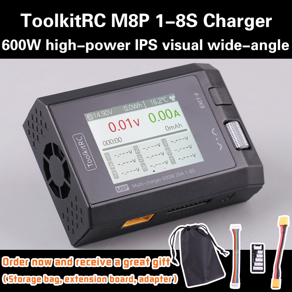 Toolkitrc M8P 600W 20A DC Balance Charger Discharger สําหรับ 1-8S Lipo แบตเตอรี่ Checker ESC เครื่องทดสอบตัวรับสัญญาณ