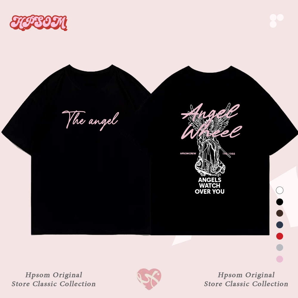 เสื้อยืดแขนสั้นผู้หญิง Hpsom ลายตัวอักษรสไตล์อเมริกัน เทรนด์ฮิปฮอป ผ้าคอตตอนแท้