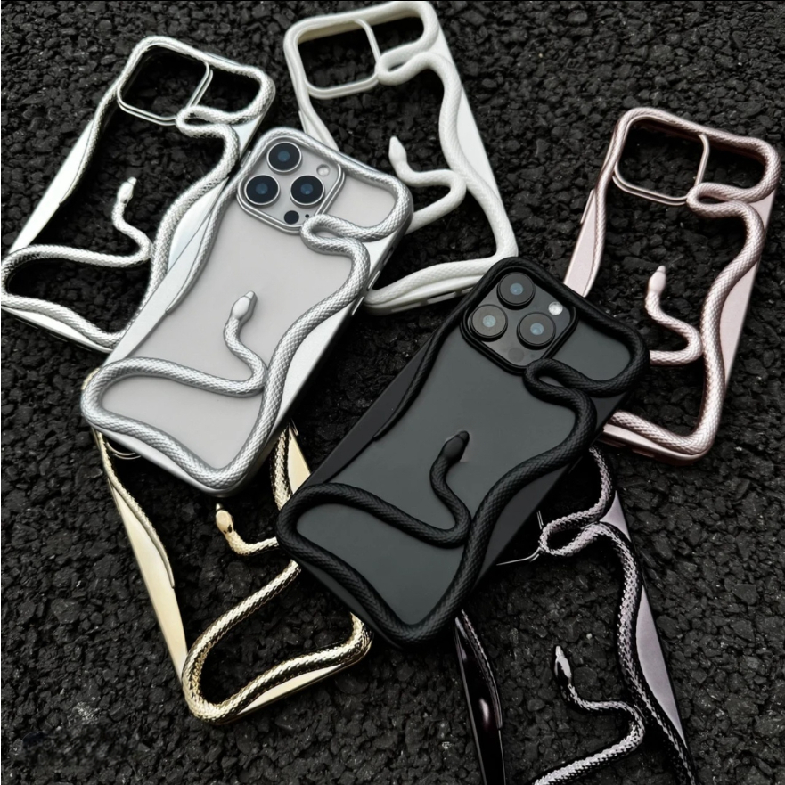 【TPU soft case/Snake/Gold】เคส compatible for iphone 11 12 13 14 15 16 pro max case