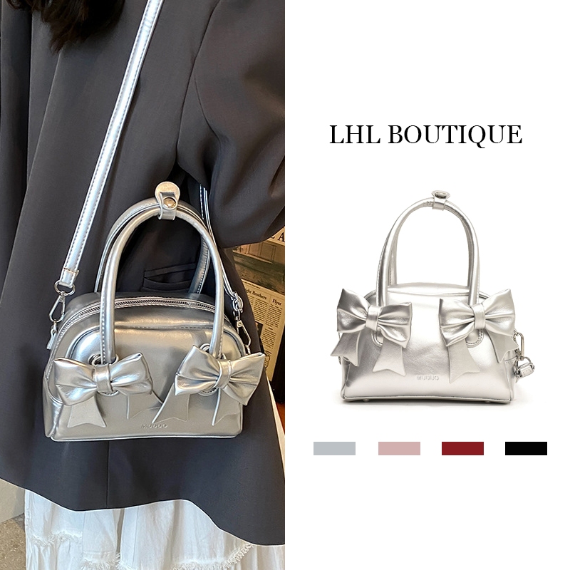 LHL BOUTIQUE กระเป๋าถือไหล่เดียวความจุขนาดใหญ่พร้อมโบว์ทันสมัยและเรียบง่าย