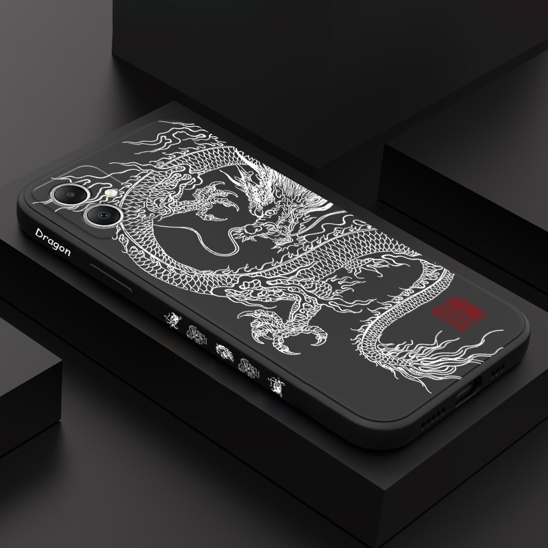 SAMSUNG Lucky Dragonเคสโทรศัพท์สําหรับSamsung Galaxy A17 A07 A56 A36 A26 A16 A06 A15 A25 A35 A55 A05 A05S 4G 5Gซิลิโคนเหลวด้านข้างรูปแบบฝาครอบ