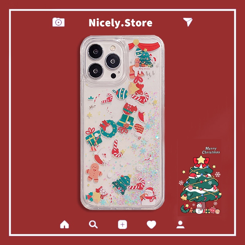 Merry Christmas Santa Claus เทศกาลของขวัญ Quicksand เคสโทรศัพท์สําหรับ iPhone 16 15 14 Plus 13 12 11 Pro Max Xs Xr X โปร่งใส Shockproo อะคริลิค Hard ปลอกปกหลัง
