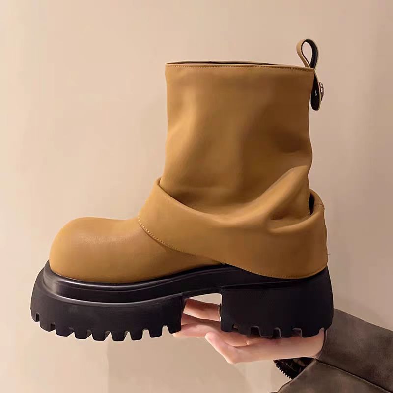 รองเท้าบูทมาร์ติน Martin Boots รองเท้าหนังแบบสวมซิปอุ่นพื้นหนา