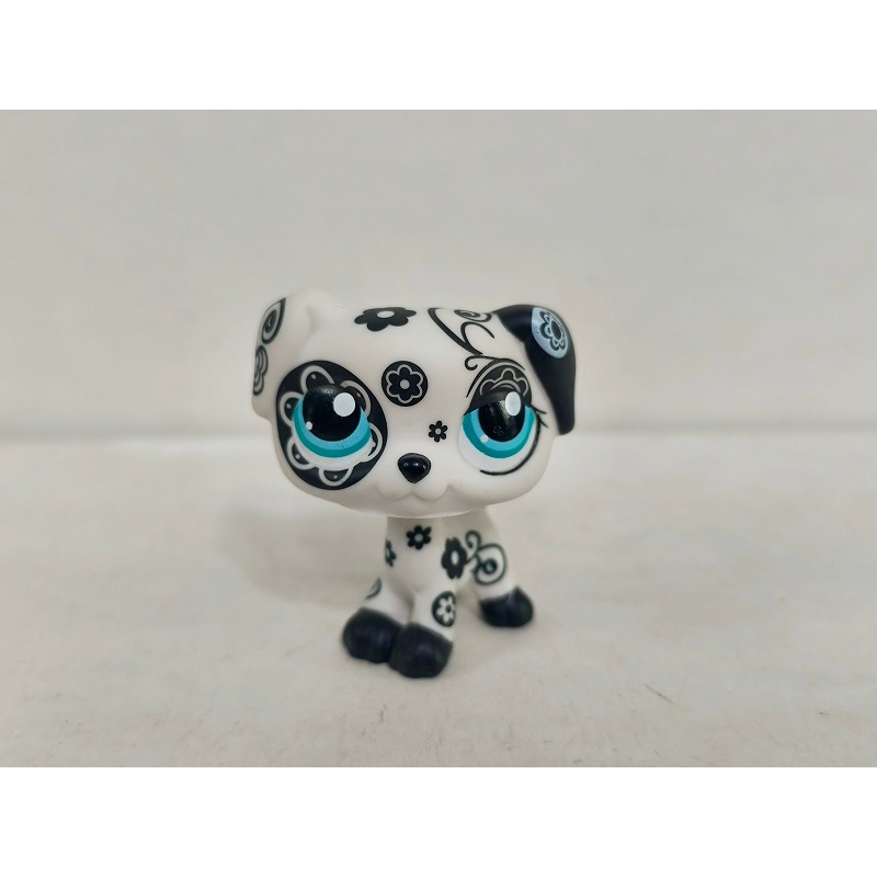 Lps รูปสีขาวสีดําสุนัขตาสีฟ้า #1613 Littlest Pet Shop ของเล่น