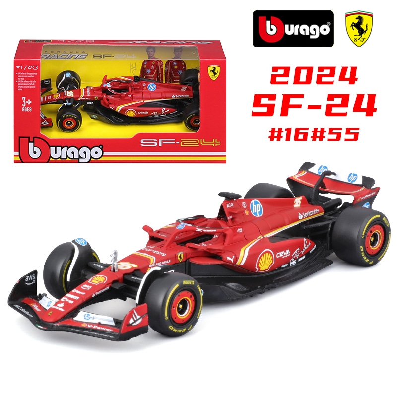 Bburago F1 2024 Ferrari SF24 #16 Charles Leclerc #55 Sainz Diecast Alloy Model Toys Collection Gifts