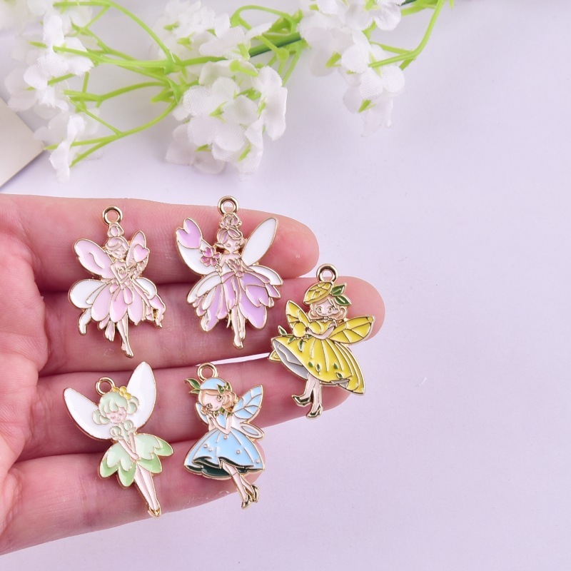 2 ชิ้น/ล็อตการ์ตูนน่ารักดอกไม้ Fairy Princess โลหะผสมเคลือบจี้อุปกรณ์เสริม Charms สําหรับผู้หญิง, Key Chain/ต่างหู/สร้อยคอจี้ Handmade DIY เครื่องประดับ 225
