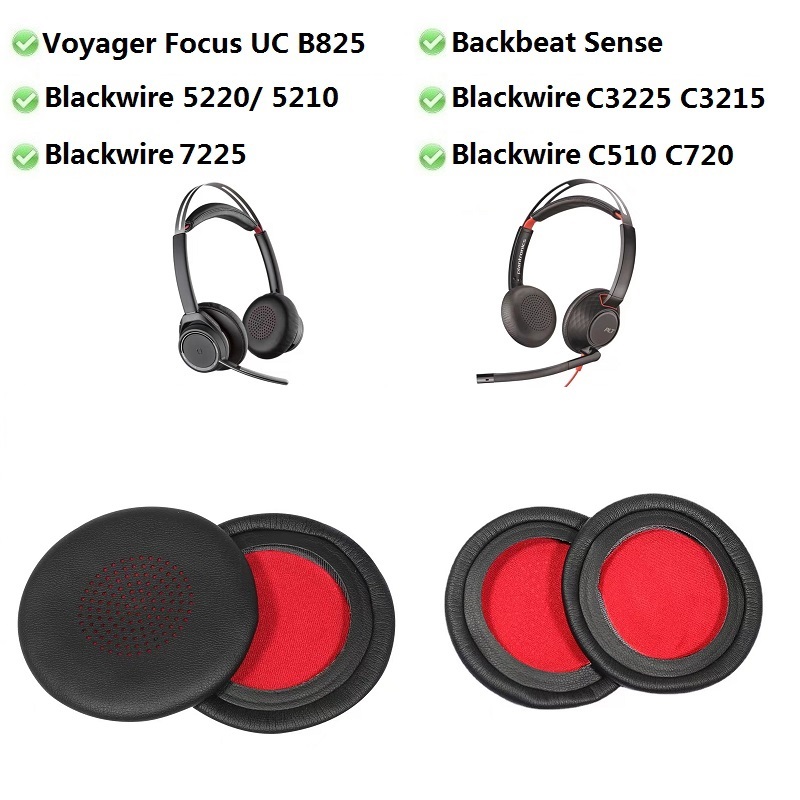 แผ่นรองหูฟังสําหรับ Plantronics Voyager Focus UC B825 Blackwire 5220/ 5210, Backbeat Sense C710 C720 C3225 C3215 ชุดหูฟังจราจรเปลี่ยน earmuff