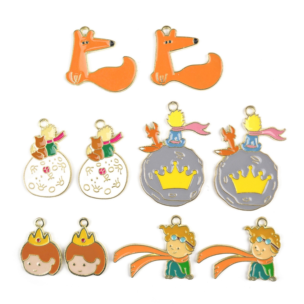 2 ชิ้น/ล็อต Little Prince Alloy Dripping Oil DIY เครื่องประดับอุปกรณ์เสริม Planet Rose ดอกไม้จี้ Fox การ์ตูนน่ารักอะนิเมะอุปกรณ์ต่อพ่วง Handmade DIY เครื่องประดับ 080